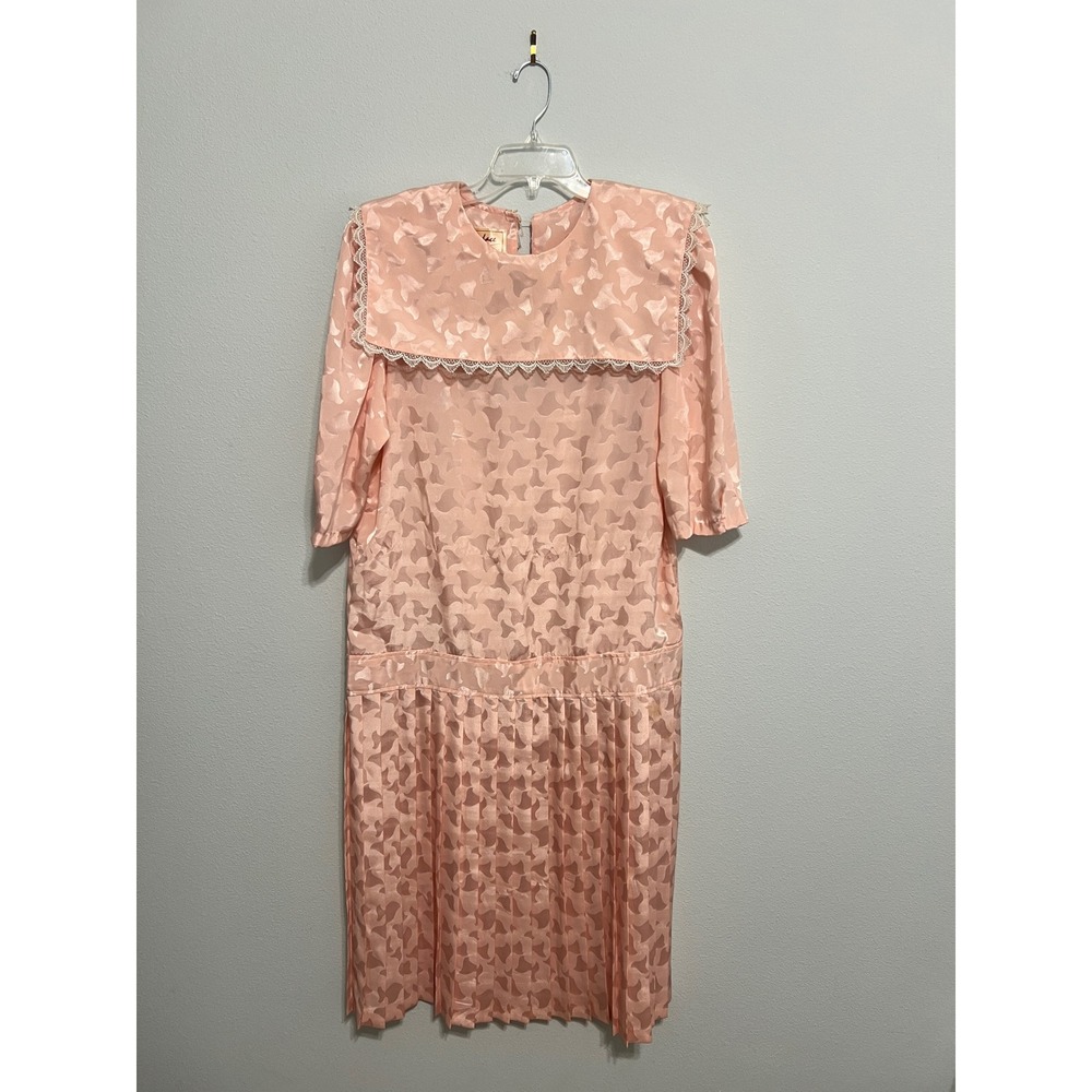 Vintage Candace by Ingrid California Pink Jacquard Drop Waist Sailor Dress 13/14